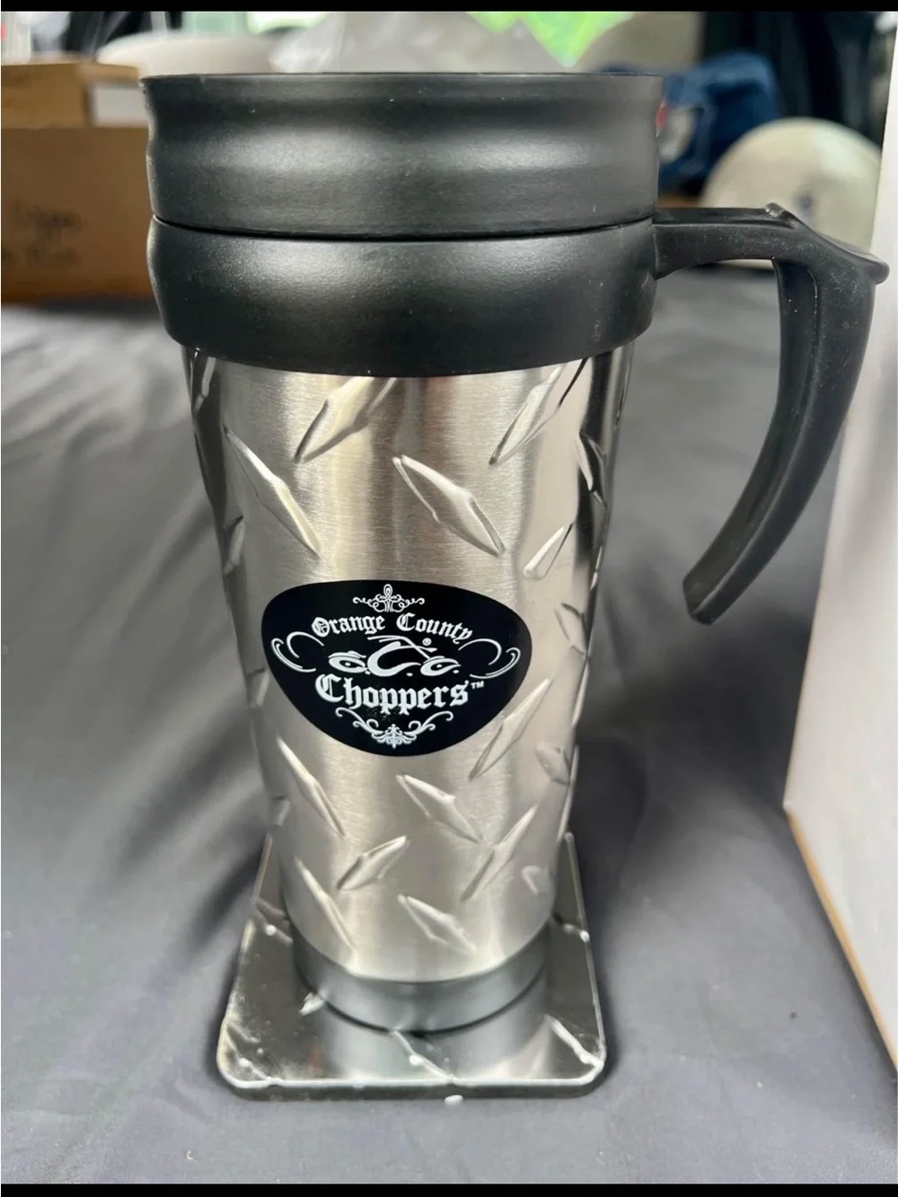 New Orange County Choppers Diamond Plate Stainless Steel Mug & Coaster Set